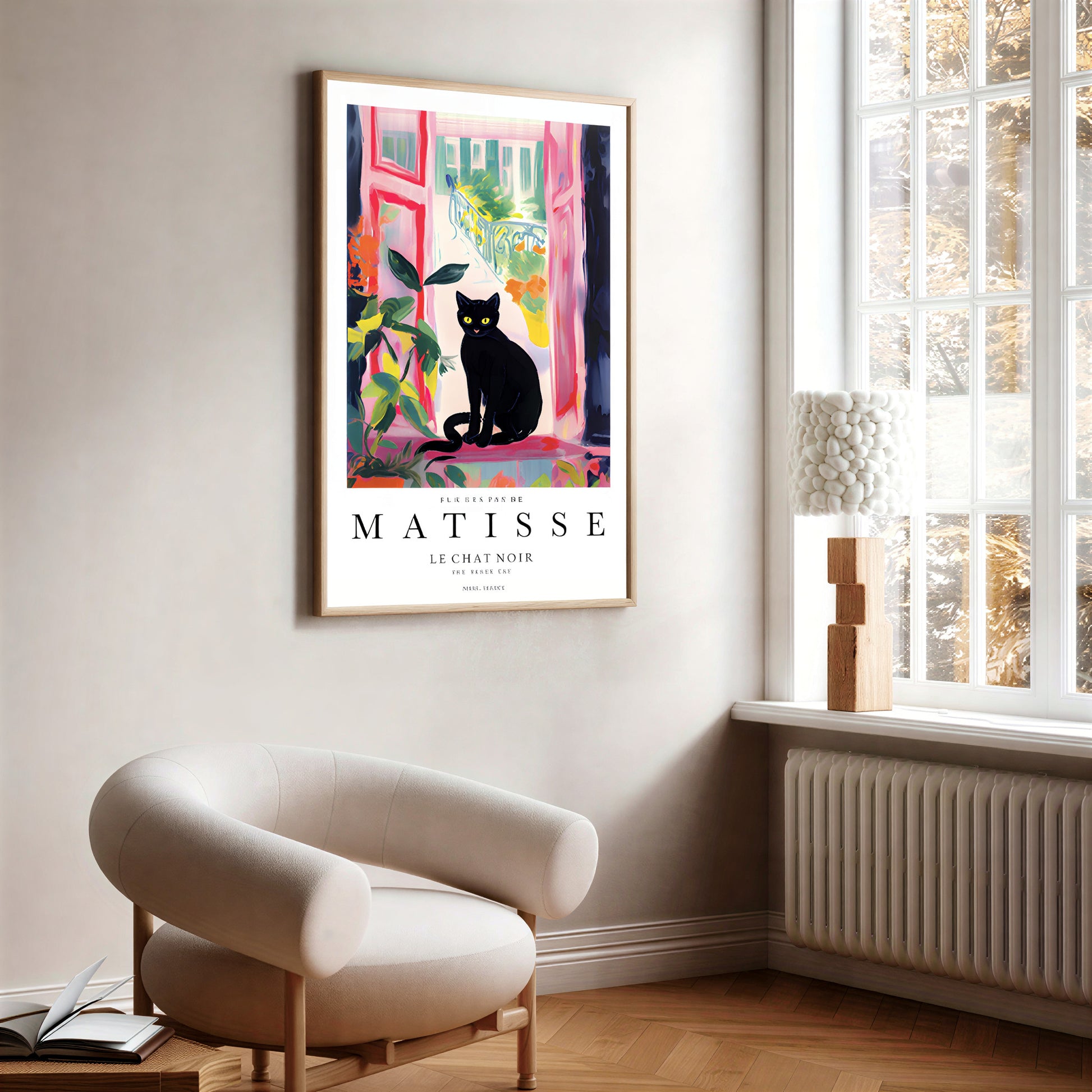 Parisian inspired cat poster with bold brushstrokes