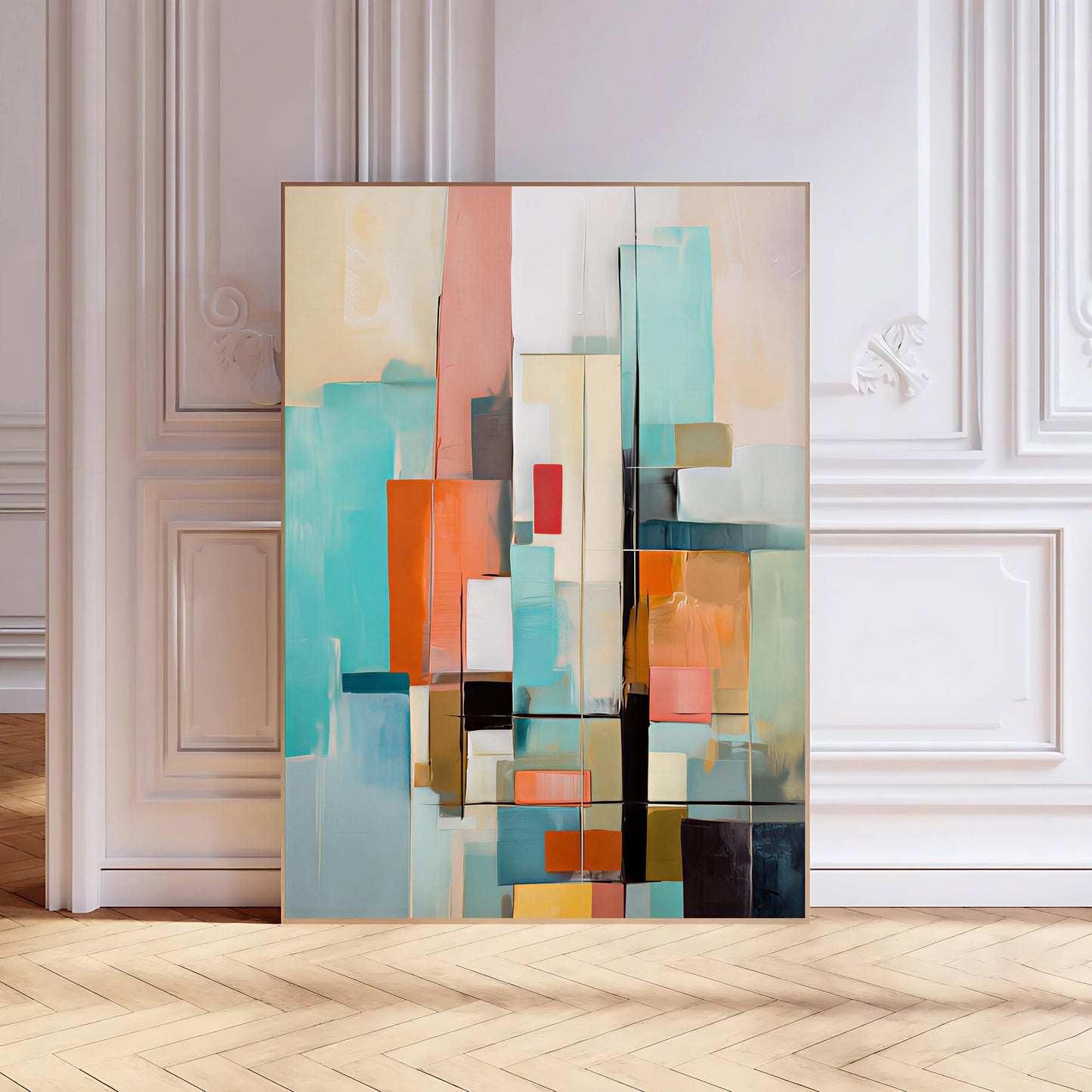 large vertical abstract wall art print modern style