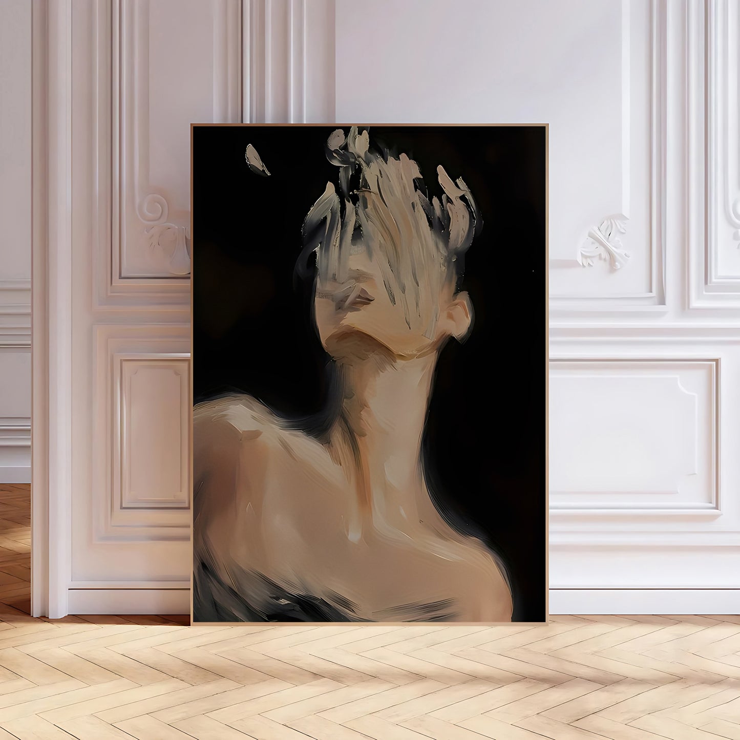 Neutral Abstract Portrait Painting Print – Contemporary Artwork