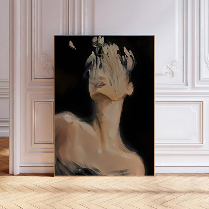 Neutral Abstract Portrait Painting Print – Contemporary Artwork