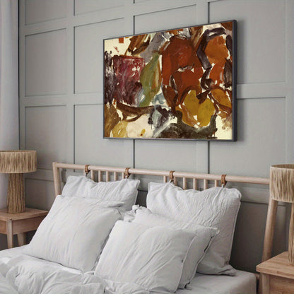 Neutral warm-toned abstract poster featuring expressive strokes