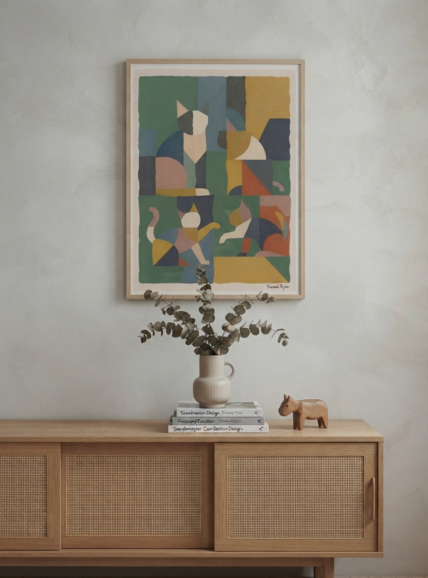 Mid-Century Modern Geometric Cat Acrylic Poster

Minimalist cubism cat acrylic decor with clean geometric lines, warm retro colors and premium acrylic finish, perfect for modern homes from PrintHaus.