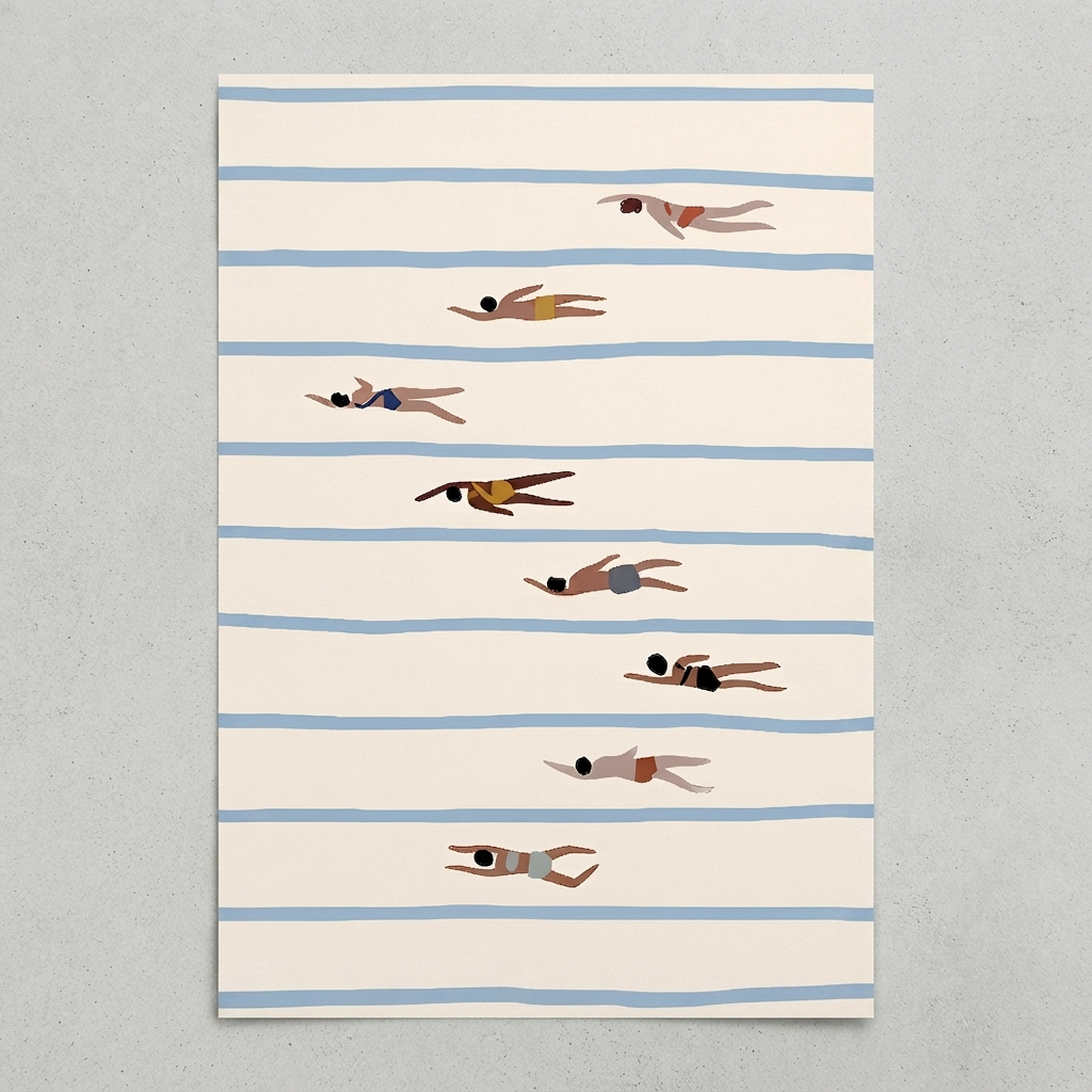 Unframed Minimalist Swimming Pool Art Print printed on premium museum-quality paper.