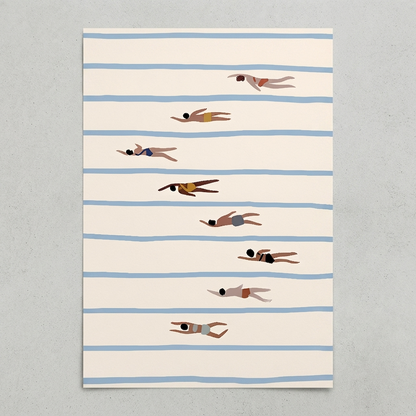 Unframed Minimalist Swimming Pool Art Print printed on premium museum-quality paper.