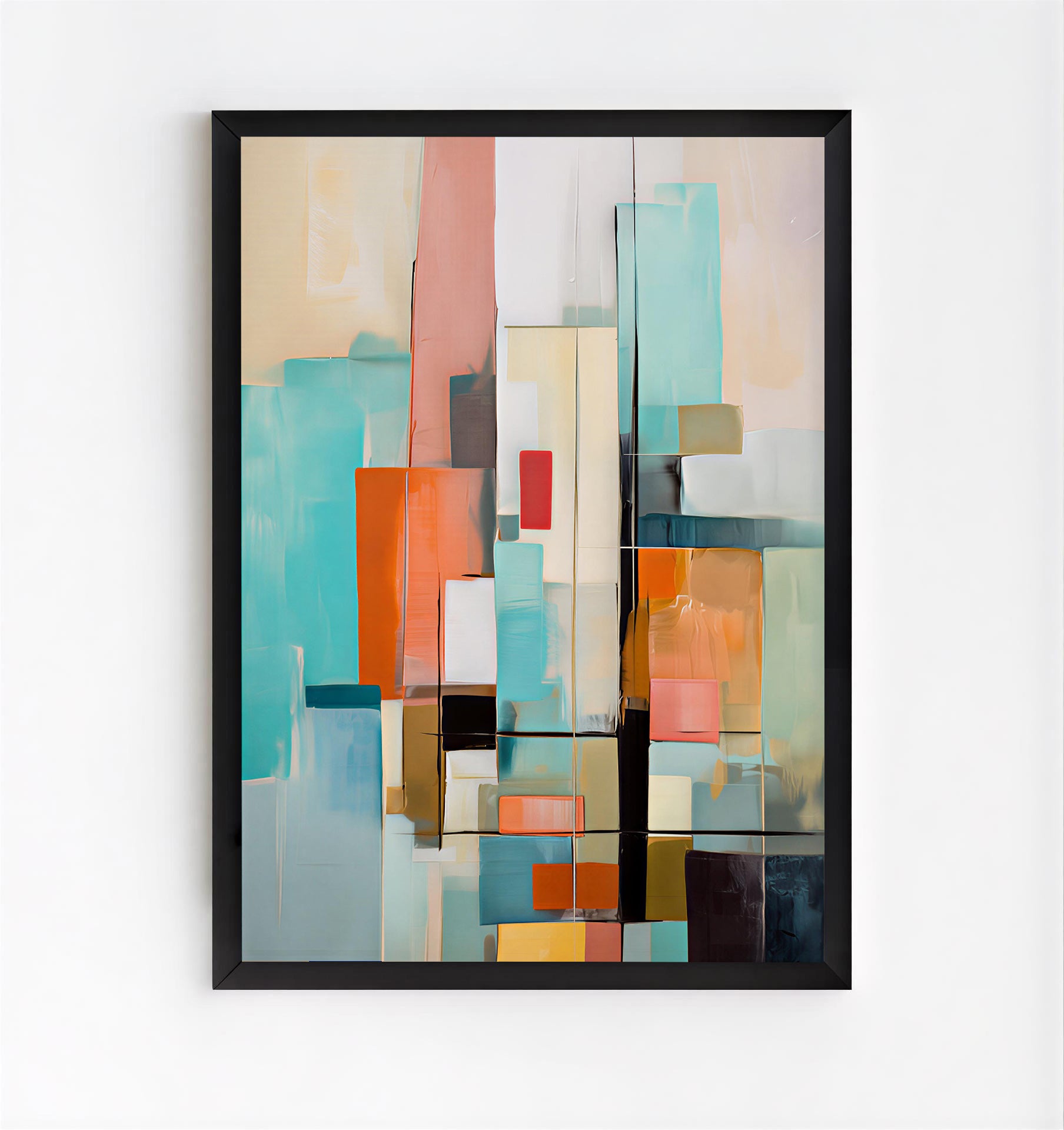abstract geometric wall art print in pastel colours