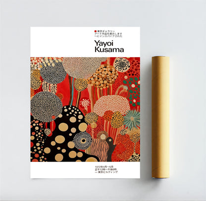 bold red abstract polka dot wall decor