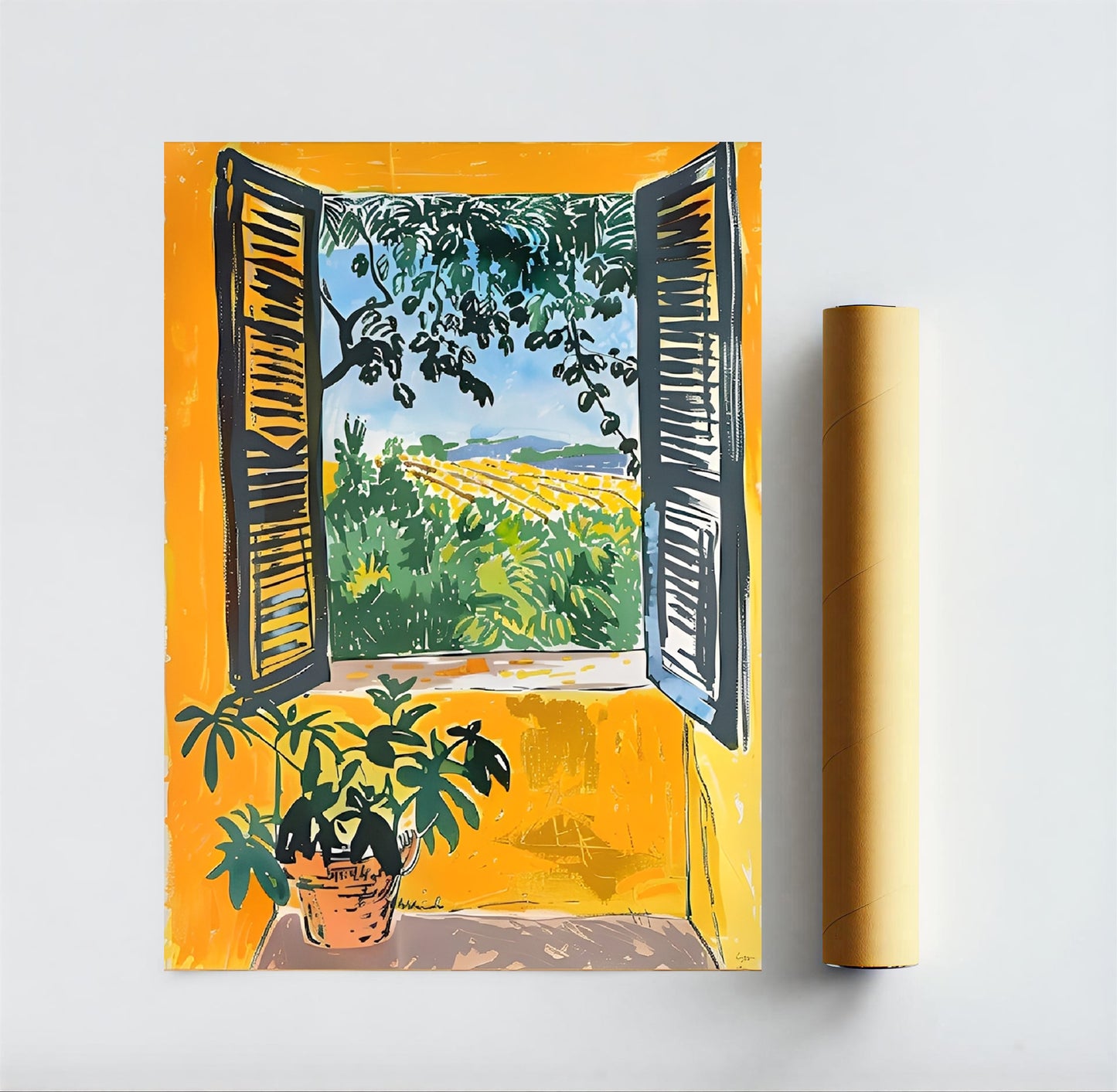 Matisse-inspired window art print with vibrant colors