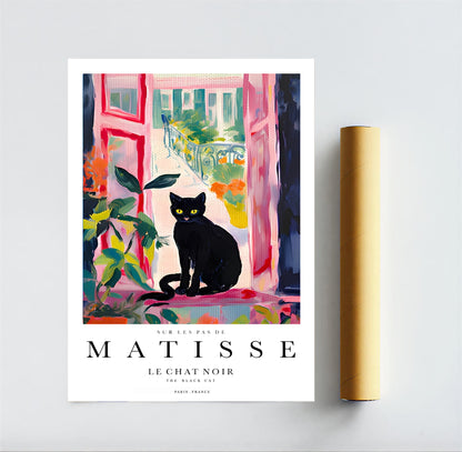 Premium quality black cat art print framed and unframed