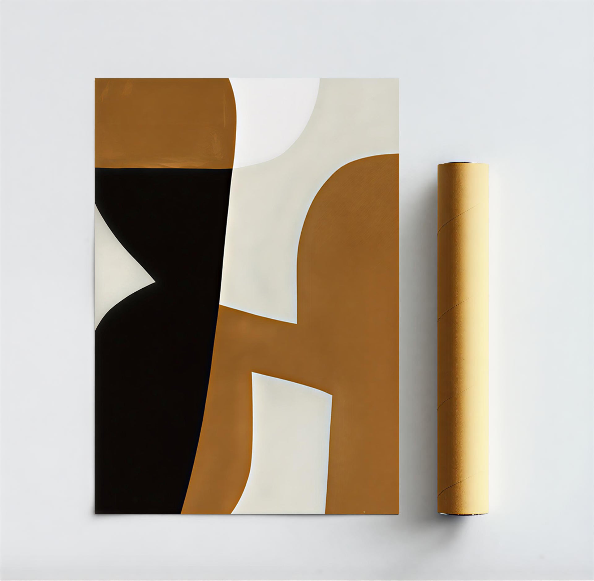 Abstract art piece with geometric shapes on a white background