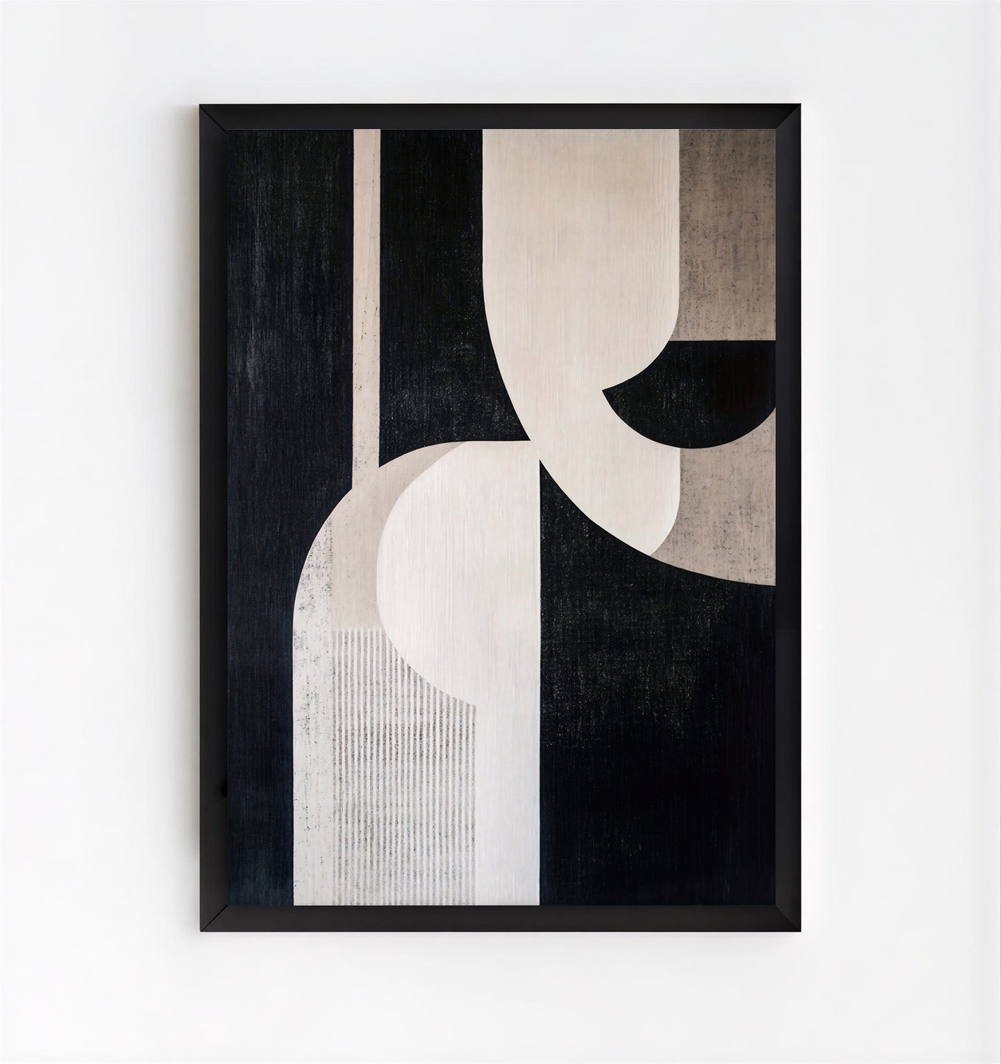 abstract geometric wall art print black and beige