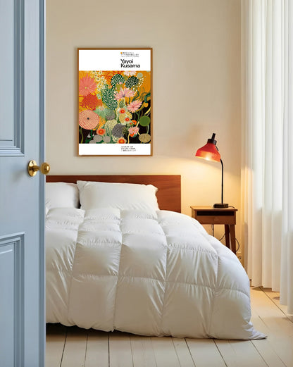 Vibrant Yayoi Kusama inspired floral polka dot poster print n bedroom wall decor