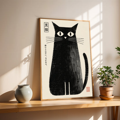 Japanese Black Cat Poster