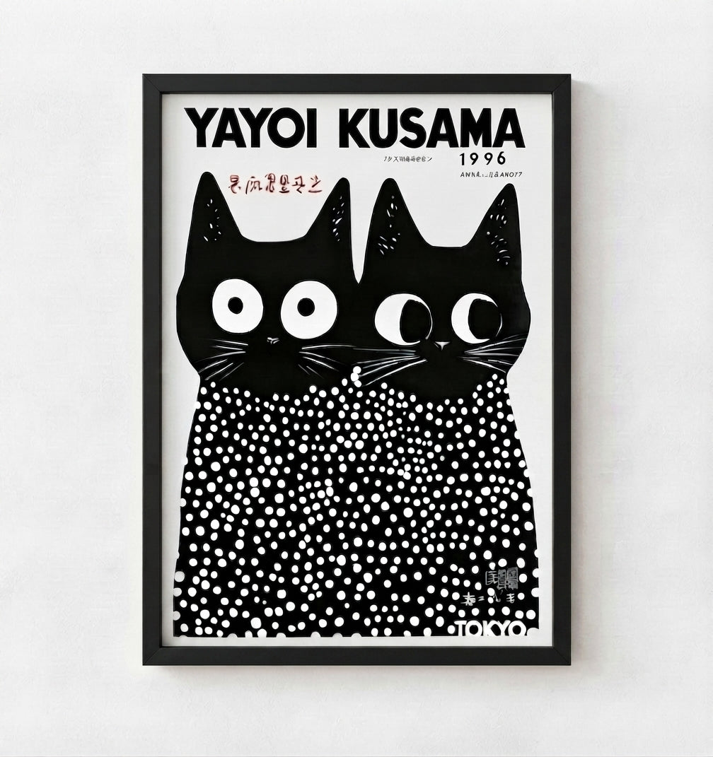 Yayoi Kusama Cat Print Poster (1996) – Polka Dot Art Wall Decor