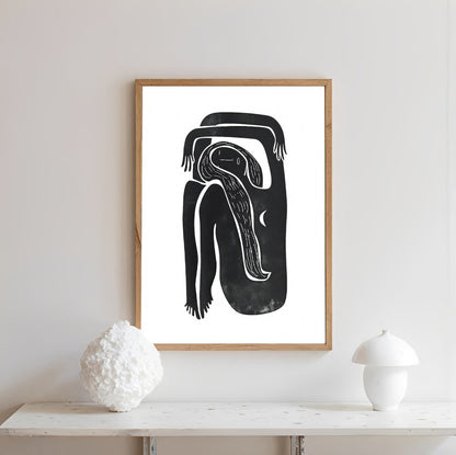 Abstract Minimalist Black Line Art Print