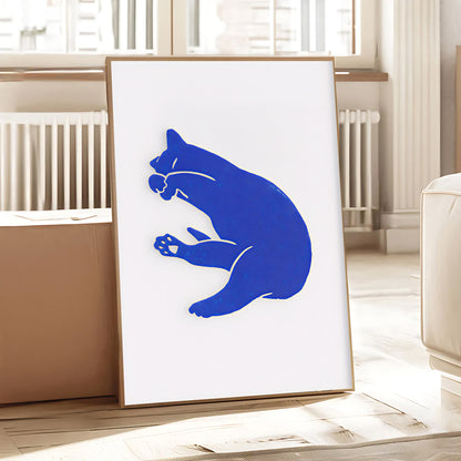 Modern minimalist cat illustration poster for home decor