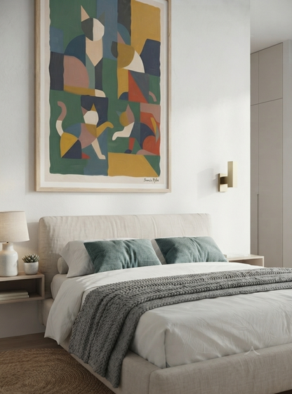 Mid-Century Modern Geometric Cat Acrylic Poster

Mid Century Modern cat art for living room with bold geometric shapes, premium acrylic finish and timeless Bauhaus-inspired design from PrintHaus.