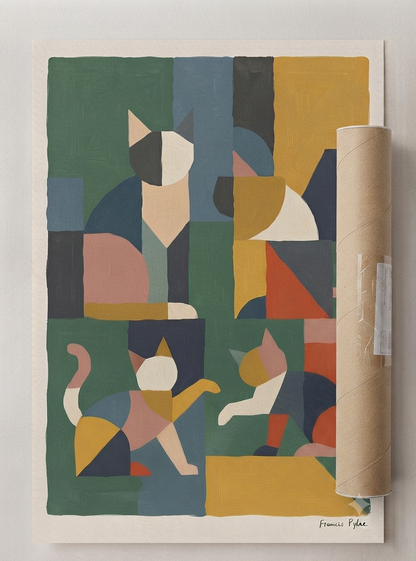 Mid-Century Modern Geometric Cat Acrylic Poster

Geometric cat acrylic wall art perfect for living rooms, bedrooms and offices, inspired by Bauhaus architecture and Cubist art from PrintHaus.