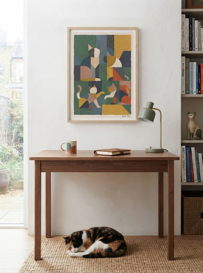 Mid-Century Modern Geometric Cat Acrylic Poster

Boho cat lover gift acrylic print combining Mid-Century Modern style with abstract geometric cat artwork, designed by Francis Pylae for PrintHaus.