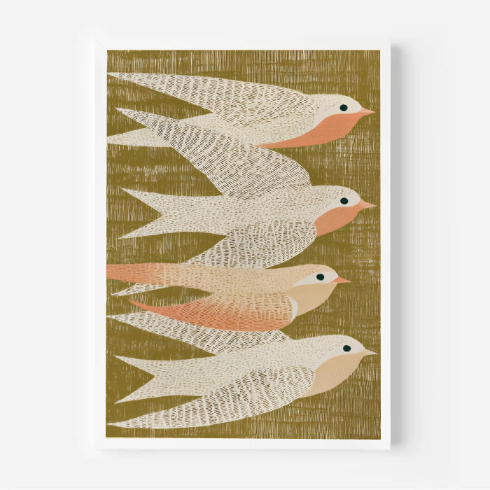 Contemporary framed bird wall art print by PrintHaus for modern interior spaces