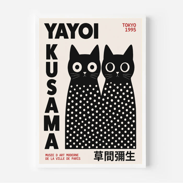 Poster featuring Yayoi Kusama Inspired Black Cat Poster