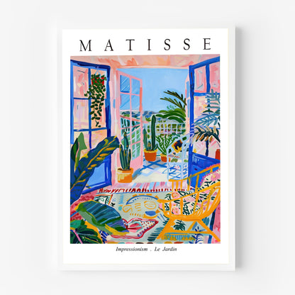 White Framed Matisse Le Jardin Exhibition Poster Balcony Wall Art by PrintHaus