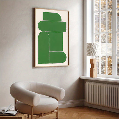 geometric abstract green wall art modern style