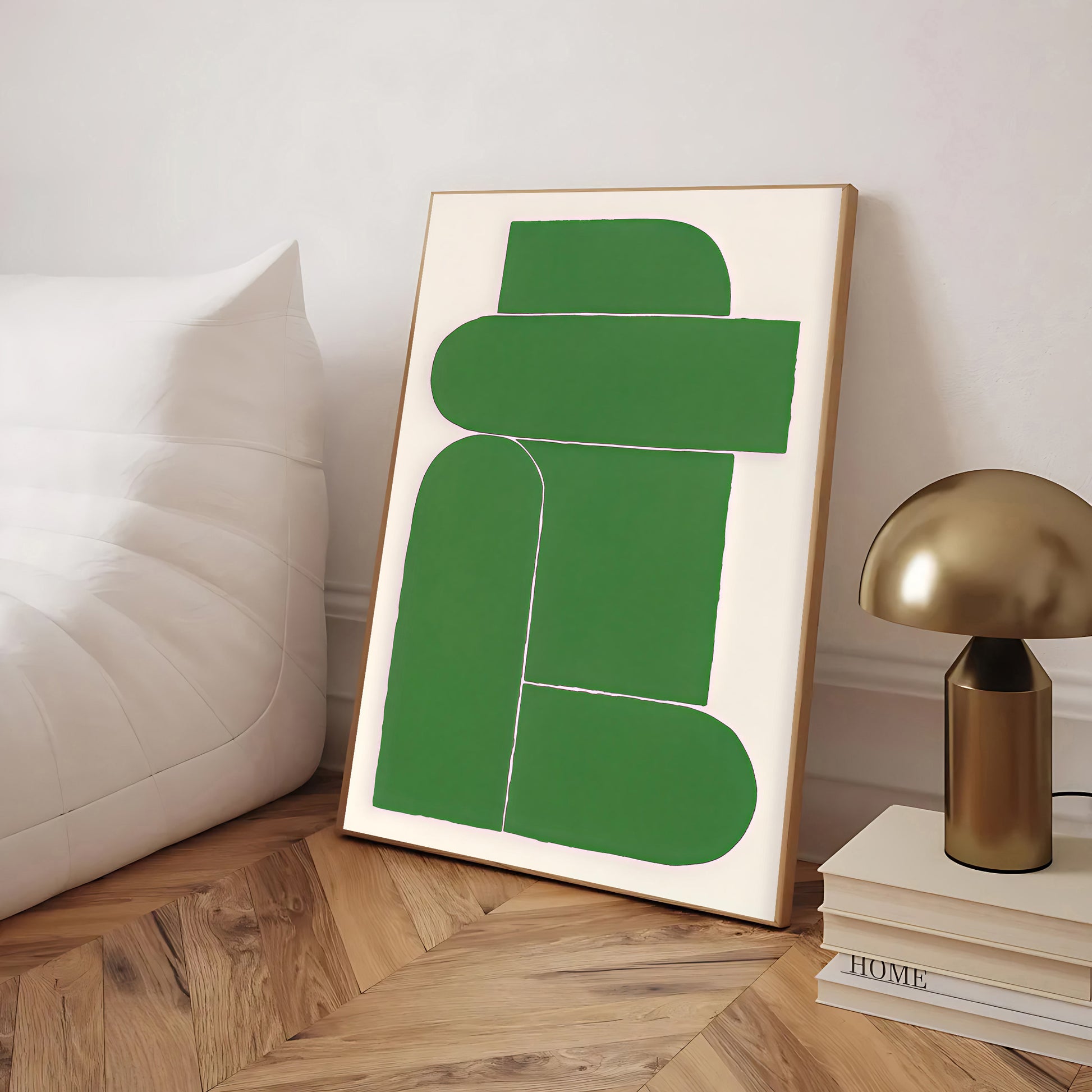 abstract green wall art print minimalist design