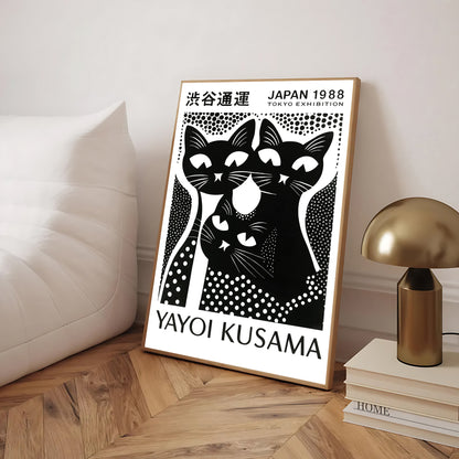 Minimalist abstract cat illustration in black and white