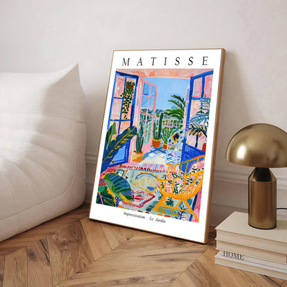 framed Colorful Matisse style balcony wall art decorating contemporary home by PrintHaus