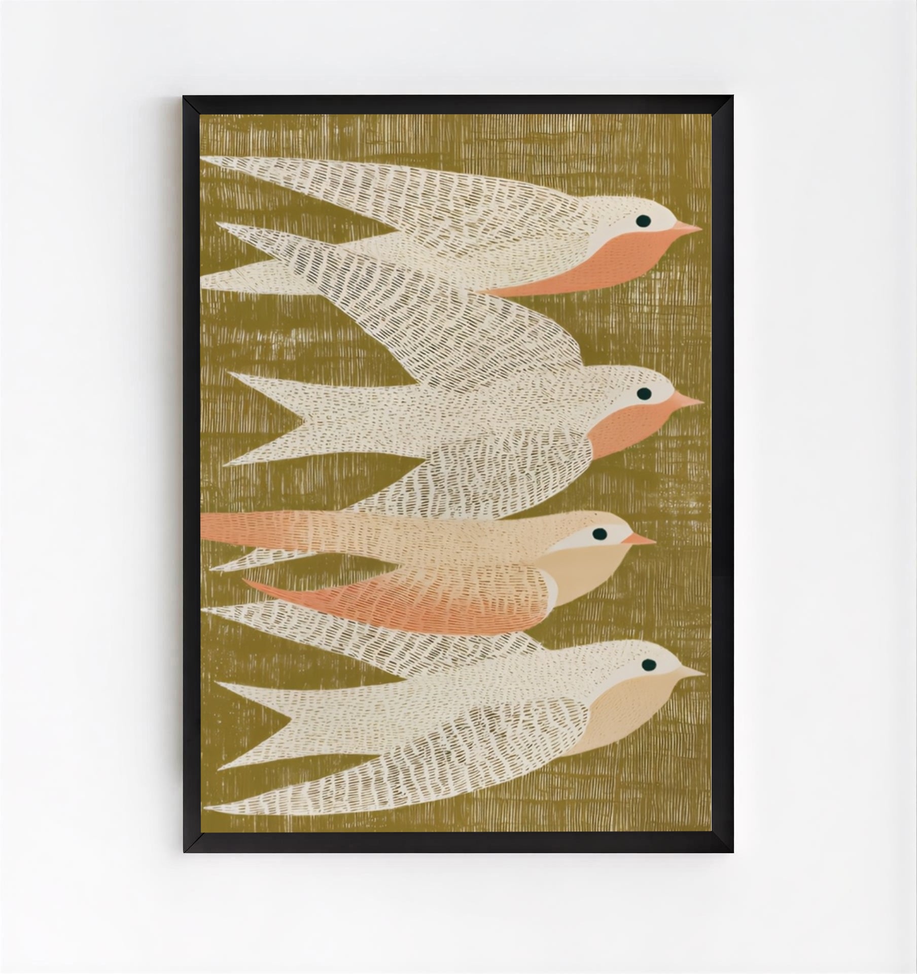 Scandinavian bird print wall art by PrintHaus featuring minimalist flying birds illustration