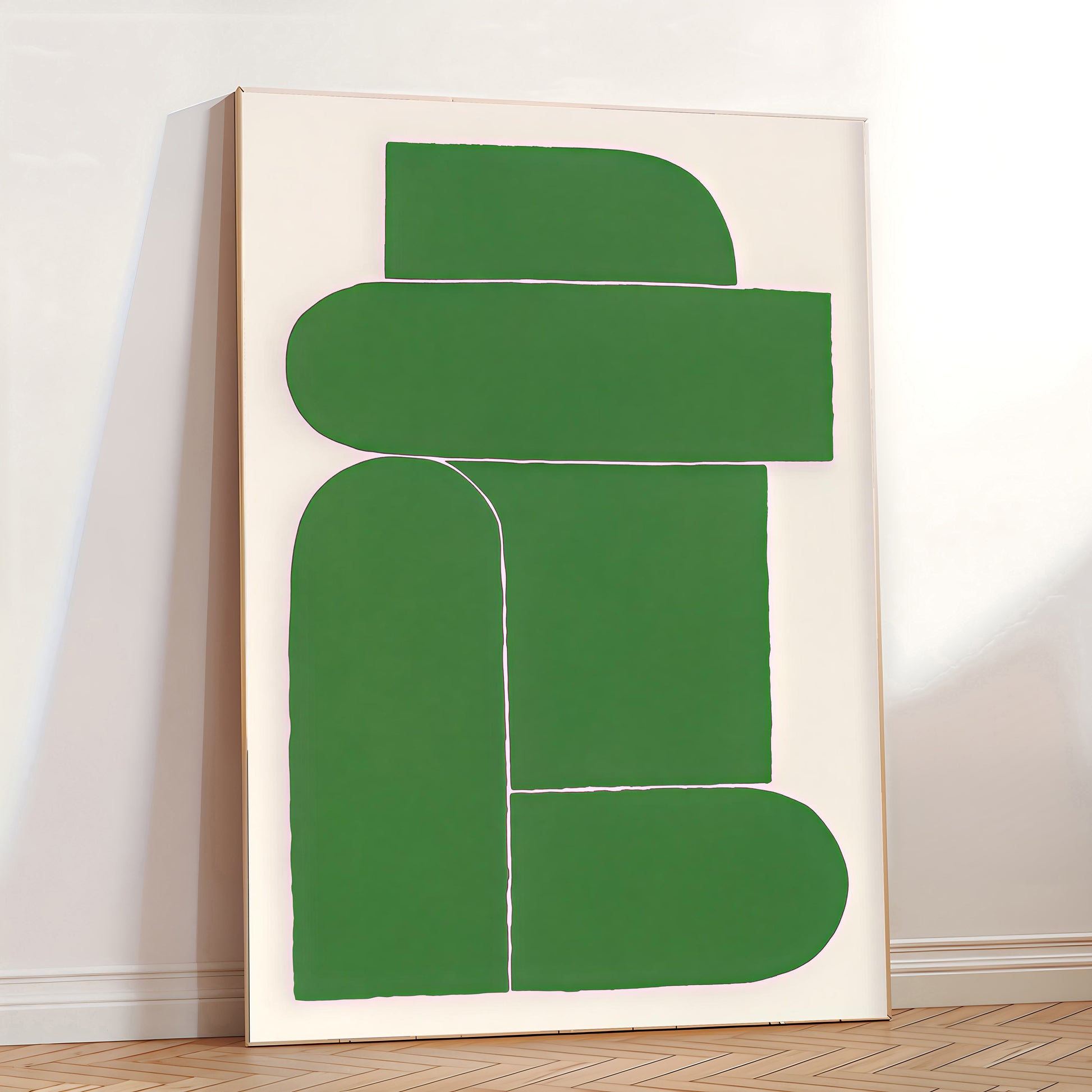 scandinavian abstract green print neutral tones