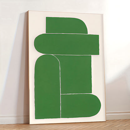 scandinavian abstract green print neutral tones