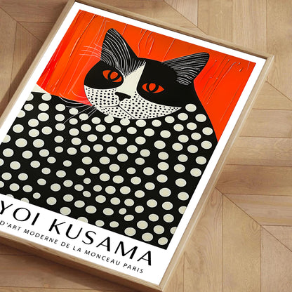 Yayoi Kusama cat polka dot art print modern pop art animal wall poster contemporary decor