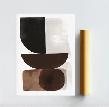 Abstract art print with geometric shapes on a white background