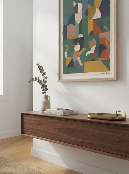 Mid-Century Modern Geometric Cat Acrylic Poster

3D style geometric cat acrylic panel with museum-quality glossy finish, exclusive Mid-Century Modern wall art from PrintHaus.