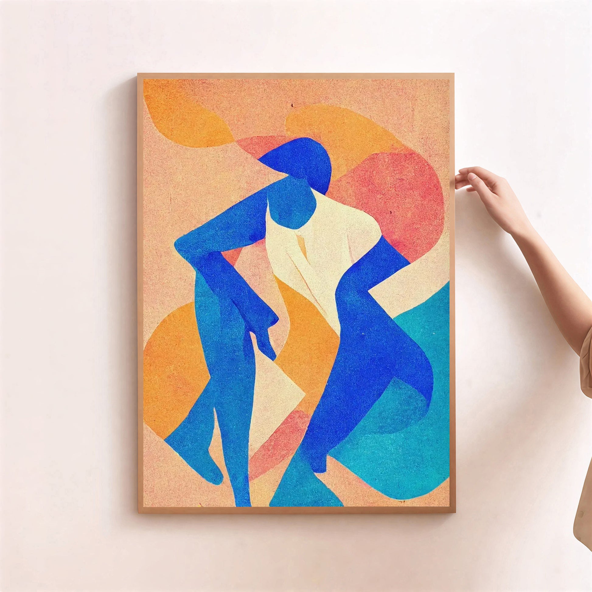 Modern Abstract Figurative Art Print with two figures on a beige background