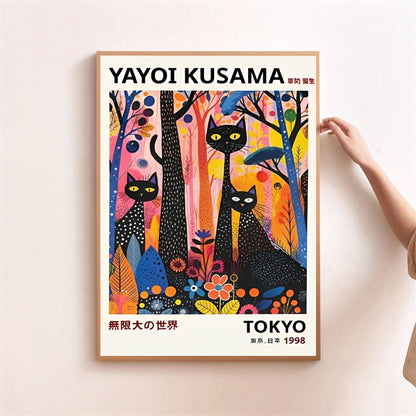 Yayoi Kusama Black Cats wall art print