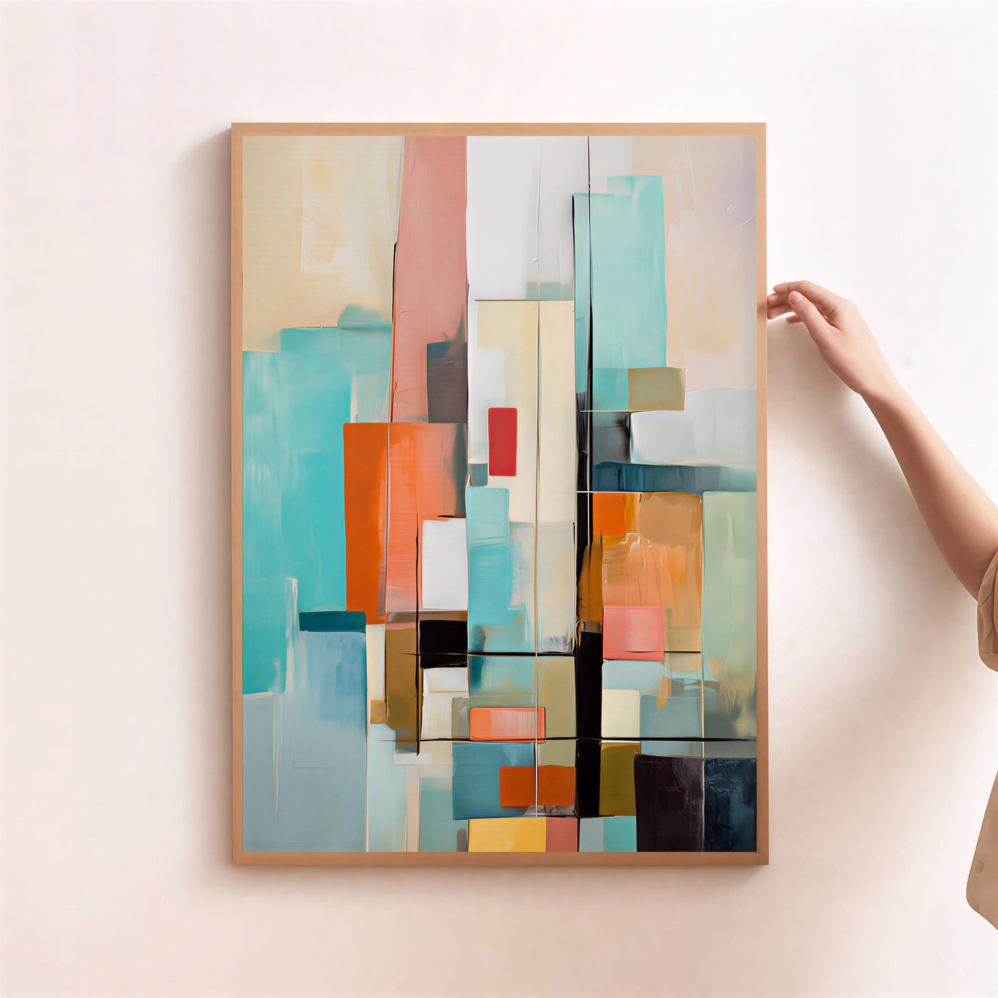 modern geometric abstract poster pastel colours