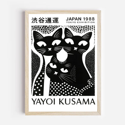 inspired abstract cat art in monochrome