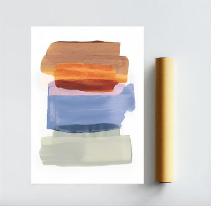 Abstract art print with colorful brush strokes on a white background