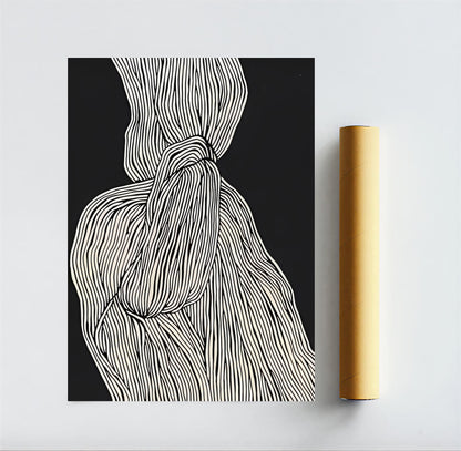 Abstract black and white wall art print