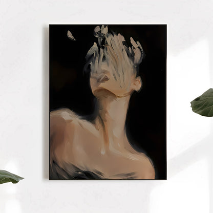 Black & Beige Faceless Art Print – Dramatic Contemporary Wall Art