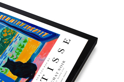 Framed artwork with colorful design and text on a white background