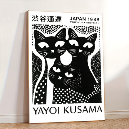 Contemporary black and white cat artwork for home decor