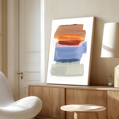 Abstract art piece on a wall in a modern interior setting