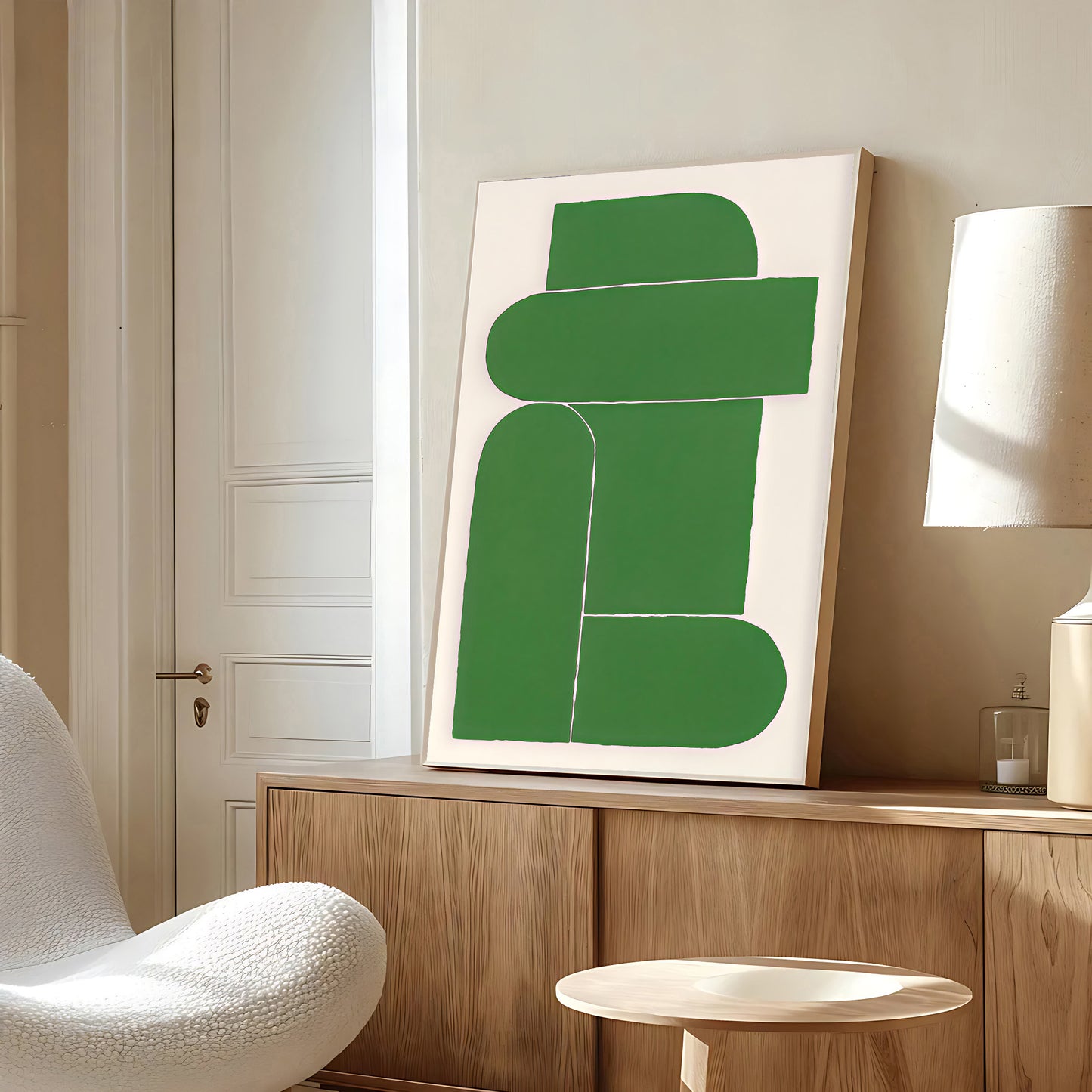 modern abstract green wall art for living room