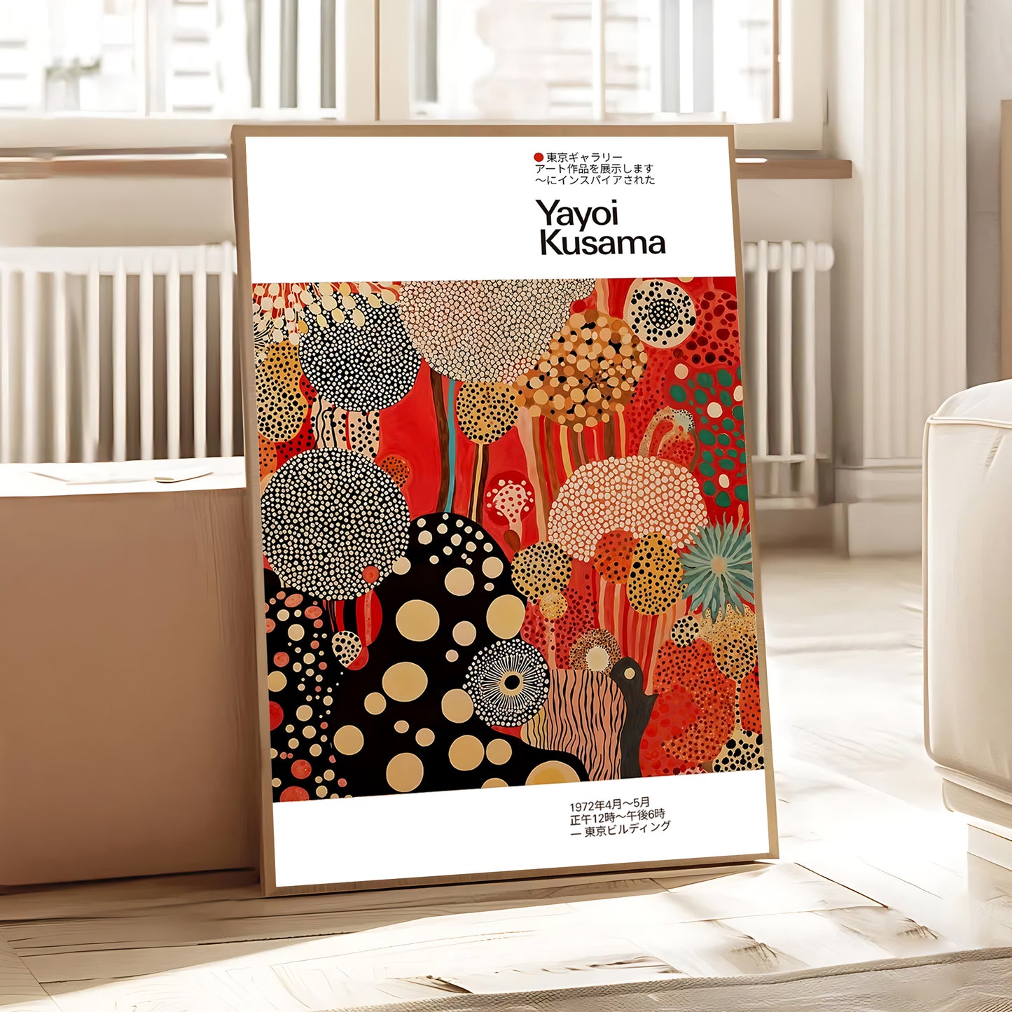 modern red and gold abstract wall art