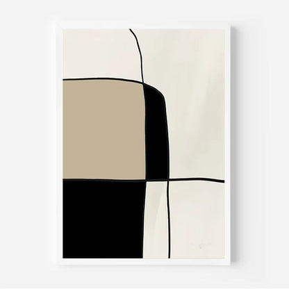 Abstract art print with geometric shapes on a white background
