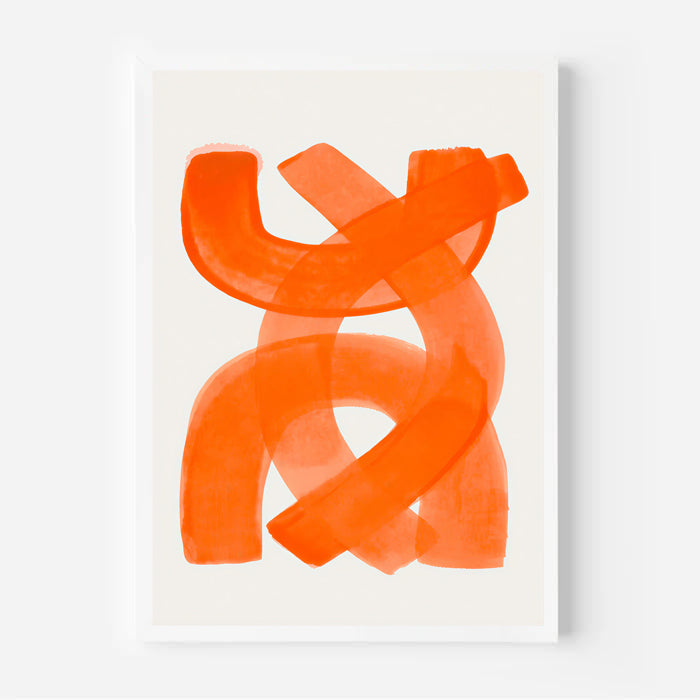 Abstract orange artwork on a white background
