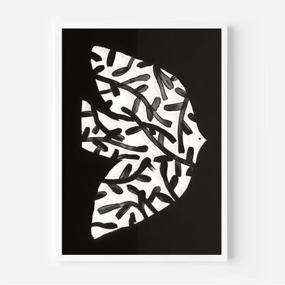 Black and white abstract art print on a white background